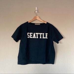 Navy Text Crop Sweatshirt